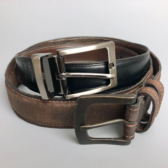 2 Pack Leather Belts Like New 1 Reversible and 1 Rustic (very nice) - Picture 1 of 13